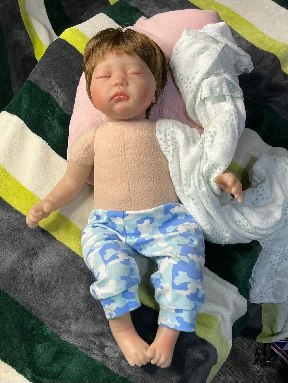 Dongguan Mikaiqi Wanju Reborn Sleepy Baby Doll - Blue Camo Pants 18in